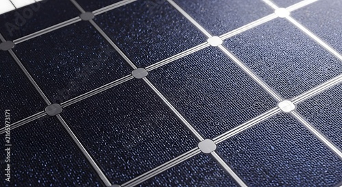 Close Up Dark Blue Solar Panel Grid with Silver Cells
