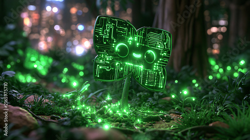 Electronic Forest Glowing Eyes, Circuit Creatures, Neon Nights
