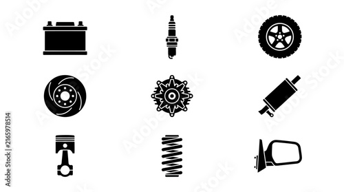 Car engine parts and components.