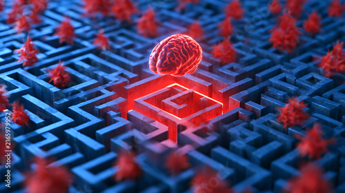 Complex Maze Inside Translucent Brain Overthinking Metaphor