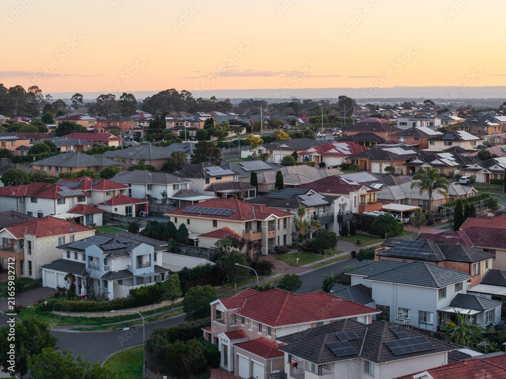 Fototapeta premium Aerial view of residential houses in Parklea area.