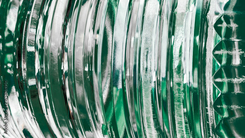 Green Ribbed Glass Texture with Refracted Light Patterns