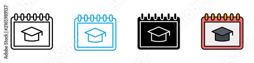 Calendar for School Planning  multi - style icon design concept