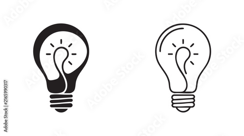 Bild auf Leinwand lightbulbs icon set, black and white outline illustration featuring lightbulb, i