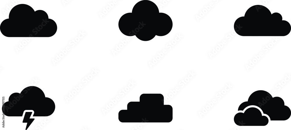 Obraz premium Cloud weather icons with storm and rain symbols