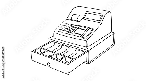Cuadro en lienzo Cash Register One Line Drawing Minimalist Business Concept