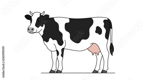 Black and white cow illustration on white