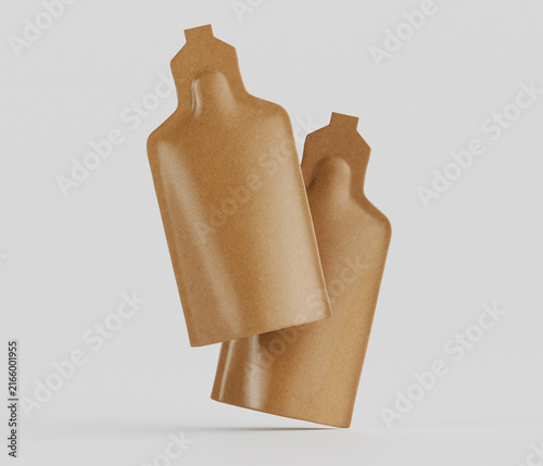 Elegant product packaging design in warm beige tones on a neutral background ideal for advertising and commercial use featuring minimalist design elements