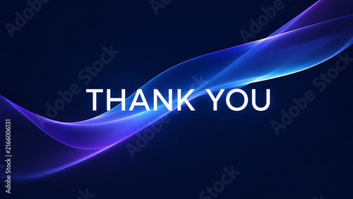 White thank you text written over a dark blue background with a glowing abstract wave.