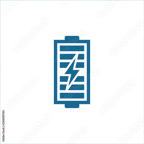 A blue battery icon showing a full charge level indicator