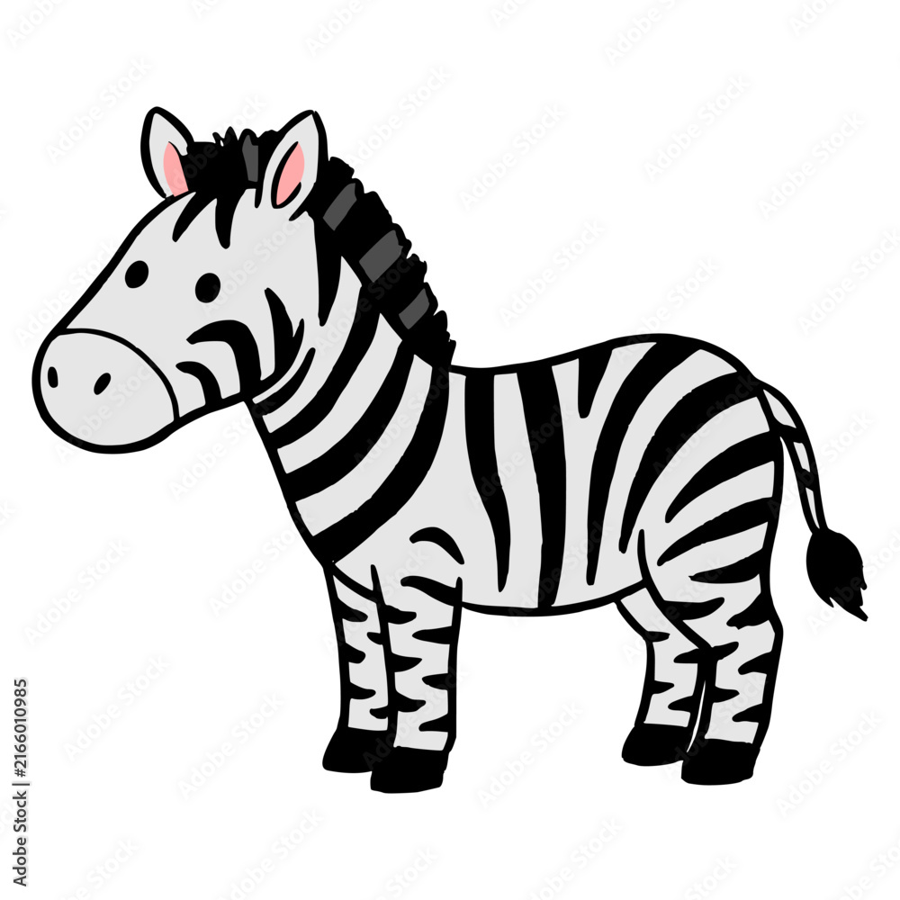 Naklejka premium cartoon cute zebra horse wildlife animal flat color vector illustration template design