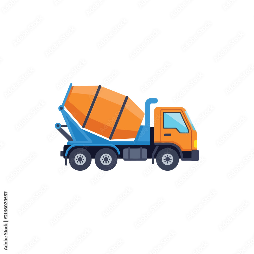 Fototapeta premium Concrete Mixer Truck Construction Vector Illustration