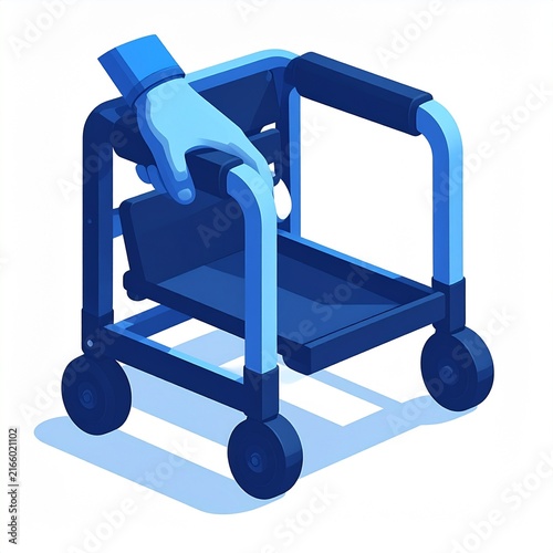 Mobility Walker Frame Supporting Hand Icon Flat Vector Design
