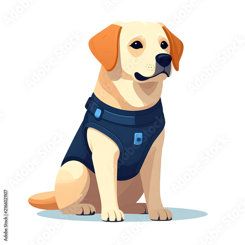 Guide Dog Wearing Harness Icon Flat Vector Illustration Design