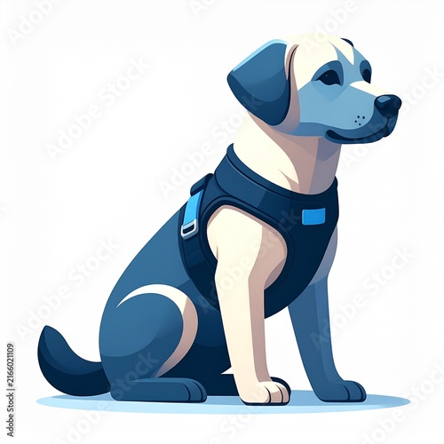Blue Guide Dog Service Animal Harness Icon Flat Vector Design