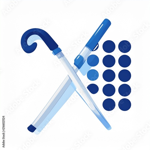 White Cane Braille Dots Icon Blind Accessibility Flat Vector Design