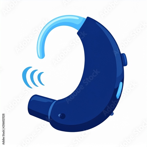 Hearing Aid Device Sound Wave Icon Flat Vector Design