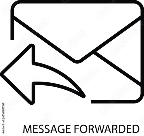 Message forwarded outline icon for chat sharing email communication mobile messaging and digital information transfer isolated on transparent background.