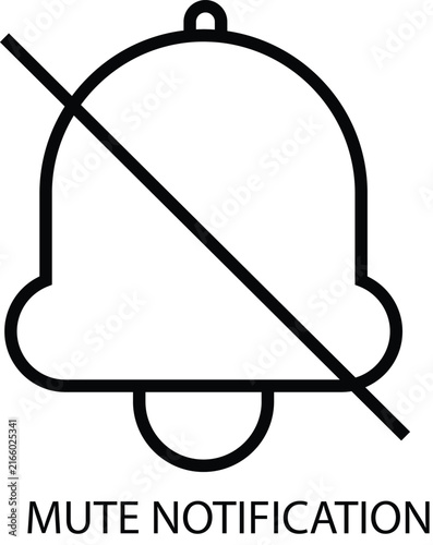 Mute notification outline icon for silent alerts message control mobile settings communication privacy and distraction free smartphone mode isolated on transparent background.