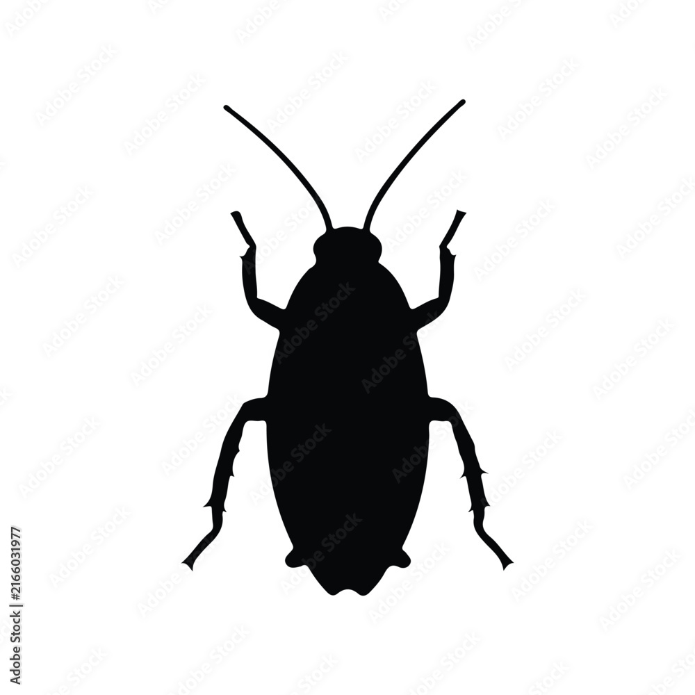 Fototapeta premium Cockroach insect pest Silhouette vector illustration