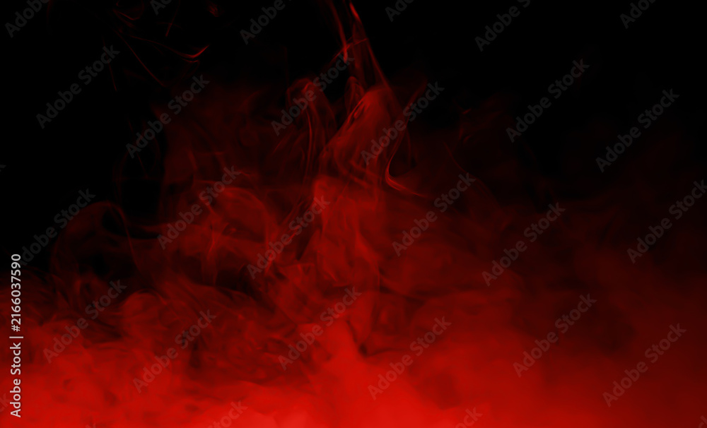 Fototapeta premium Abstract red smoke and fiery vapor swirling over a black background creating a dramatic atmospheric texture for backgrounds posters motion graphics energy mystery fantasy and creative design work only