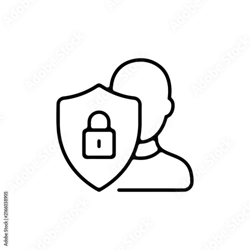 User security icon with shield and padlock