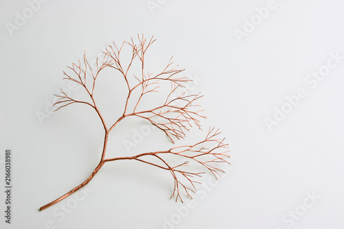 Copper wire branching into a fractal tree surreal geometry concept