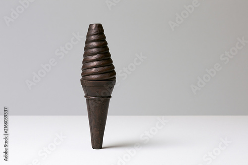 Ice cream cone cast from solid bronze surreal sculpture concept