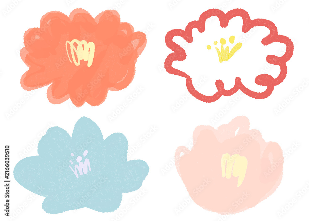 Fototapeta premium Blooming flower png floral illustration set