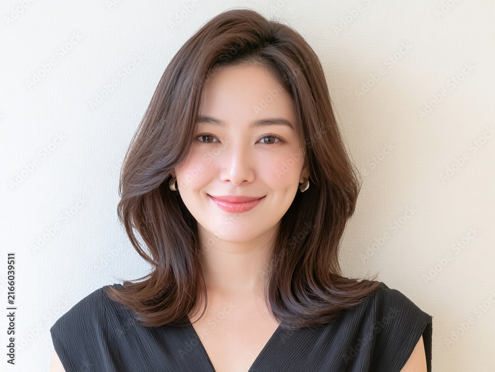 Obraz premium 自然な笑顔と自信のある表情を見せる若い女性のポートレート