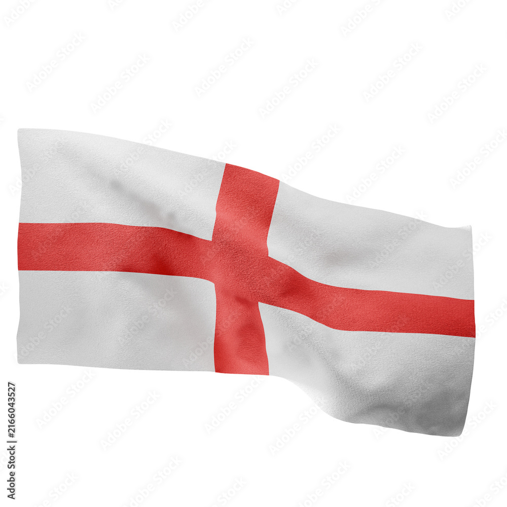 Fototapeta premium England Flag Waving Perspective 3D Realistic Fabric Side 4