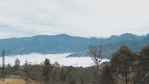 Video overlooking a sea of ​​clouds in the Andean village of Llama near Chota, in Cajamarca, Peru