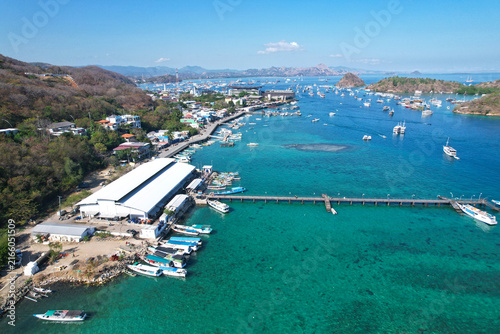 Canvas Print Labuan Bajo Harbor With Boats and Turquoise Sea, Indonesia