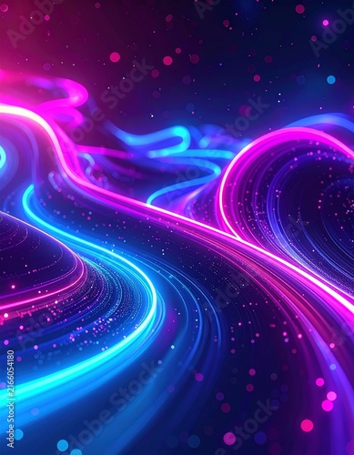 Neon glowing wave background.