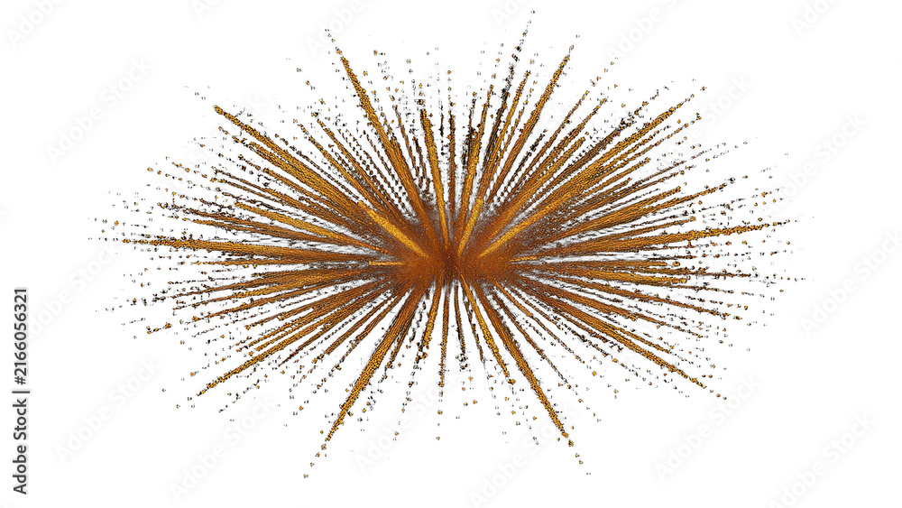 Fototapeta premium Abstract Golden Particle Explosion on Black Background