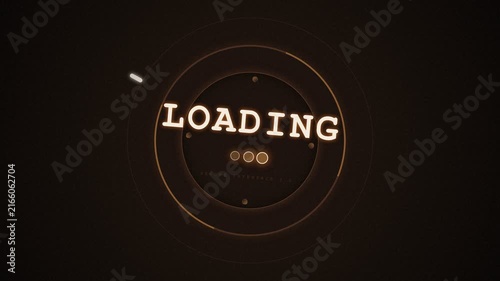 Digital Loading Screen with Golden Glow Circle Progress Indicator on Dark Background