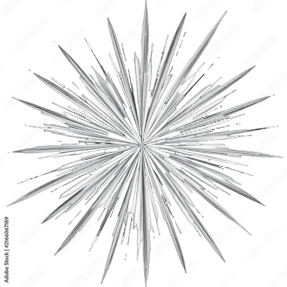 Obraz premium Abstract White Starburst Radial Design on Black Background