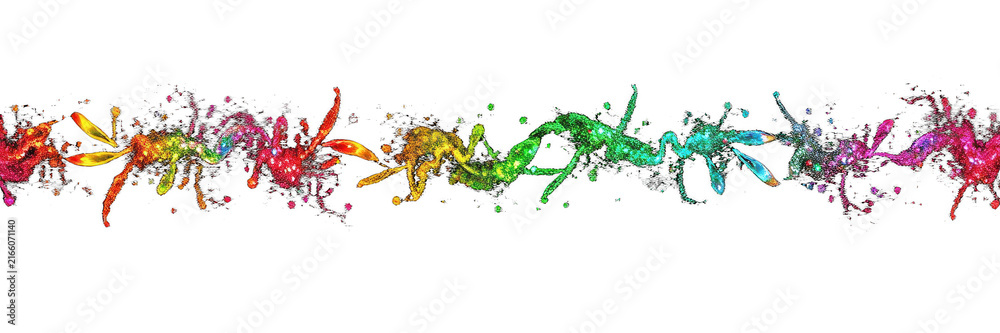 Obraz premium Rainbow paint splash abstract art border