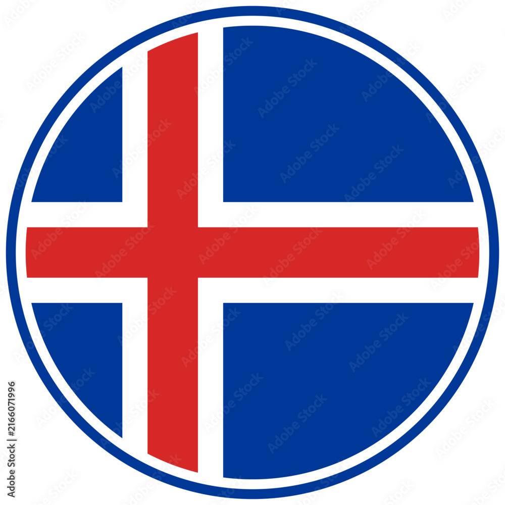 Fototapeta premium Iceland Flag Circle Badge Icon Transparent SVG Vector