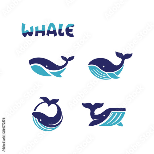 vector illustration of whale logo template on white background.
