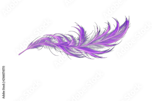 Abstract purple glowing feather on black background