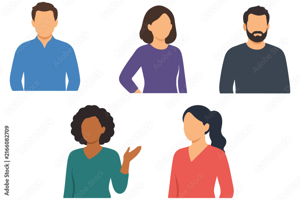 Fototapeta premium Diverse People Avatar Set Male & Female Character illustration
