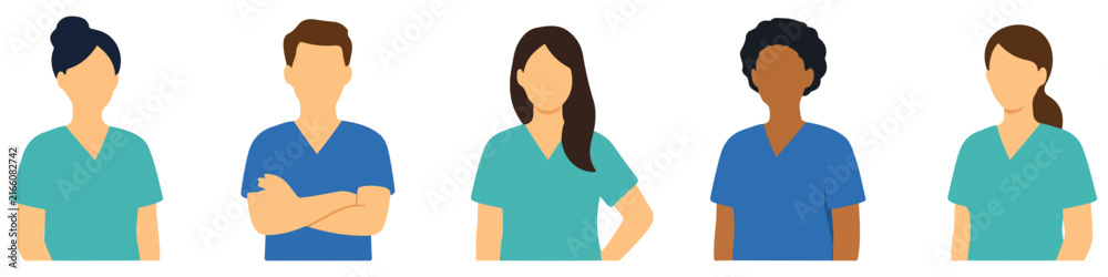 Fototapeta premium Medical Staff Avatar Set Flat Male & Female Healthcare Characters
