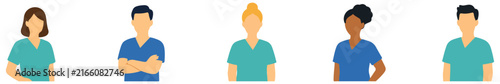 Medical Staff Avatar Set Flat Male & Female Healthcare Characters Professional
