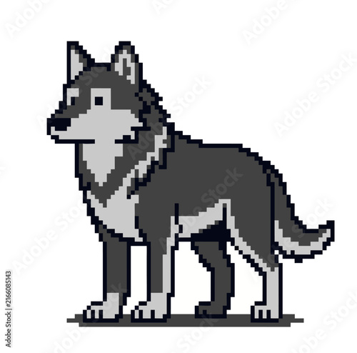 Gray Wolf Pixel Art Wildlife Character