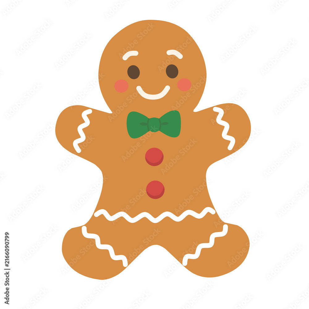 Obraz premium Cute Gingerbread Man Christmas Cookie PNG Illustration