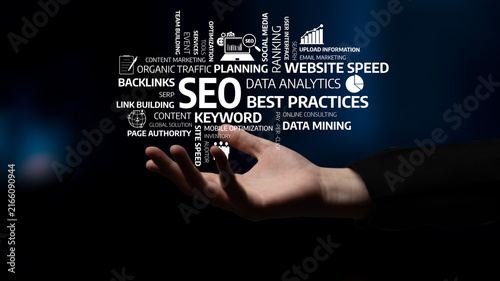 Foto A striking visual representation of digital marketing strategies featuring SEO practices and data analytics, emphasizing growth techniques and optimization