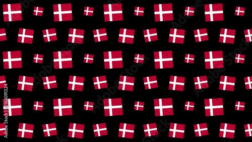 Seamless Pattern of Small Danish National Flags on a Dark Background