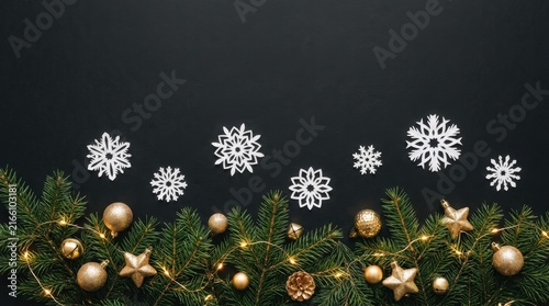 Christmas Snowflakes and Fir Border
