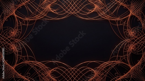 Abstract copper wire frame on dark background